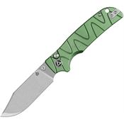 QSP 159E1 Kali Stonewash Button Lock Knife Green Handles