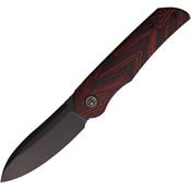 Petrified Fish E16RDMDW El Camino Black Stonewash Linerlock Knife Red Handles