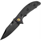 Kansept 1061A1 Rei Black Stonewash Framelock Knife Black Stonewash Handles