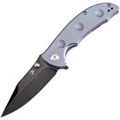 Kansept 1061A3 Rei Black Stonewash Framelock Knife Blue Ti Handles