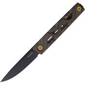 Ruike P878AK P878-AK Black Stonewashed Linerlock Knife Bronze Handles