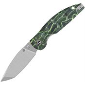 QSP 158C1 Turtle Punk Stonewash Linerlock Knife Black/Green Handles