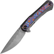 Kansept 1024A10 Kratos Damascus Framelock Knife Timascus Handles