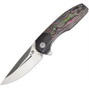 Kansept 2065B1 Cassowary 80 Black Stonewash Framelock Knife Camo Handles