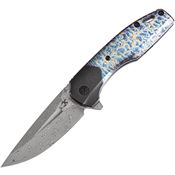 Kansept 2065B4 Damascus Cassowary Framelock Knife Lightning Handles