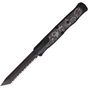 Heretic 0196CWTCC Auto Cleric II Black Serrated Tanto OTF Knife Black/White Camo Carbon Fiber Handles