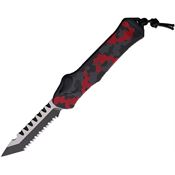 Heretic 00610CRCAMO Auto Hydra Two-Tone Serrated Recurve OTF Knife Red Handles