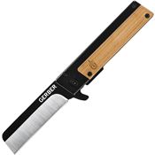 Gerber 4051 Quadrant Two-Tone Framelock Knife Black/Bamboo Handles