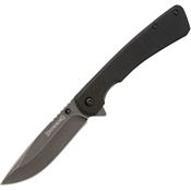 Browning 0514 Branded Rock Black Stonewashed Framelock Knife Black Handles