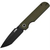 CJRB 1937BGN Nova Black Tanto Linerlock Knife OD Green Handles