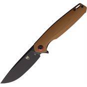 Cobratec TRATHBRN RathBlack D2 Linerlock Knife Tan Handles