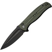 Civivi 230532 Incindie Black Stonewash Button Lock Knife OD Green Handles