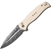 Civivi 23053DS1 Incindie Damascus Button Lock Knife Ivory Handles