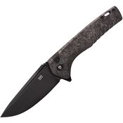 Tekto F3CBKBK1 F3 CharlieBlack Button Lock Knife Carbon Fiber Handles