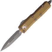 Microtech 23210APTA Auto UTX-85 Apocalyptic Double Edge Dagger OTF Knife Tan Handles