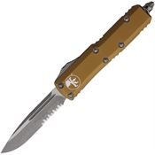 Microtech 23111APTA Auto UTX-85 Apocalyptic Part Serrated Single Edge OTF Knife Tan Handles