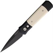 Pro Tech 752 Auto Godson Black Spear Point Button Lock Knife Black Handles