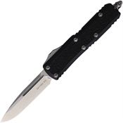 Microtech 12410S Auto Daytona Stonewash Single Edge OTF Knife Black Handles