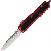 Microtech 12410RDS Auto Daytona Stonewash Single Edge OTF Knife Red Handles