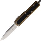 Microtech 12410TAS Auto Daytona Stonewash Single Edge OTF Knife Tan Handles