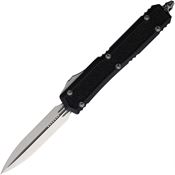 Microtech 2064S Auto Makora Satin Double Edge OTF Knife Black Handles