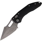 Microtech 16910AP Auto Stitch Apocalyptic Single Edge Button Lock Knife Black Handles