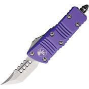 Microtech 81910PUS Auto Mini Troodon Stonewash Tanto OTF Knife Purple Handles