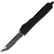 Microtech 2072TS Auto Makora Two-Tone Part Serrated Tanto OTF Knife Black Handles