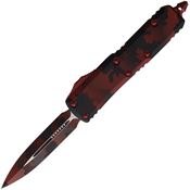 Microtech 2321RCS Auto UTX-85 Red Camo Double Edge OTF Knife Red Camo Handles