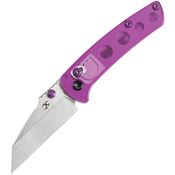 Kansept 2015V2 Little Main Street Stonewash Crossbar Knife Purple Handles