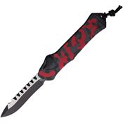 Heretic 00810ARCAMO Auto Hydra Two-Tone Recurve OTF Knife Red Handles