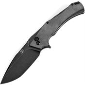 Kansept 1008F4 Hellx Black Stonewash D2 Framelock Knife Black Handles