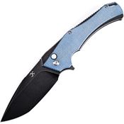 Kansept 1008F3 Hellx Black Stonewash D2 Framelock Knife Blue Handles