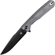 Kansept 1047A1 Qilin Black Stonewash Linerlock Knife Black Micarta Handles