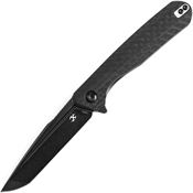 Kansept 1047T1 Qilin Black Stonewash Tanto Linerlock Knife Carbon Fiber Handles