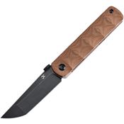 Kansept 1064A5 BTF Black Stonewash Tanto Linerlock Knife Brown Micarta Handles