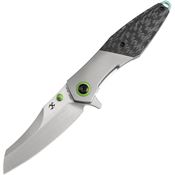 Kansept 1053A2 Mistaken Satin Framelock Knife Gray Titanium/Carbon Fiber Handles