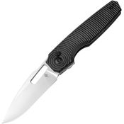 Kizer 3640A1 Dogfish Satin Button Lock Knife Black Micarta Handles