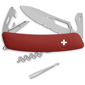 Swiza 0361900 SH03 Part Serrated Satin Swiss Pocket Knife Red Handles