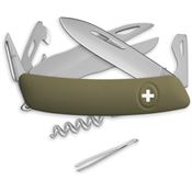 Swiza 1161050 D07 Satin Swiss Pocket Knife Olive Handles