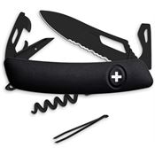 Swiza 0331010 SH03 Part Serrated Black Swiss Pocket Knife Black Handles