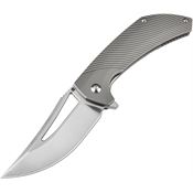 Artisan 1868GGY Banjaara S90V Satin Clip Point Framelock Knife Gray Titanium Handles