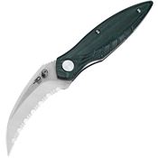 Bestech G60G Mantidae Serrated Stonewash Linerlock Knife Green Handles