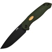 CJRB 1938BMGN Aes Black Linerlock Knife Green Handles