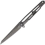 Cobratec GSTWNS Damascus Ghost Framelock Knife Gray Handles