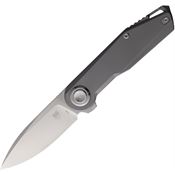 Cobratec PGYDNSBL Prodigy Satin Drop Point Button Lock Knife Gray Handles