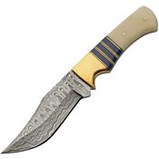 Damascus 1394BL Admiral Fixed Blade Knife Bone Blue Handles