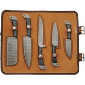 Damascus 1396 Kitchen Knife Set with Roll