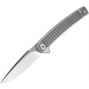 Dreamtech 613TG Bead Blast Framelock Knife Gray Sculpted Timascus Handles