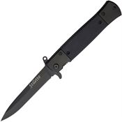 ElitEdge 10A96BK Assist Open Black Stiletto Linerlock Knife Black Handles